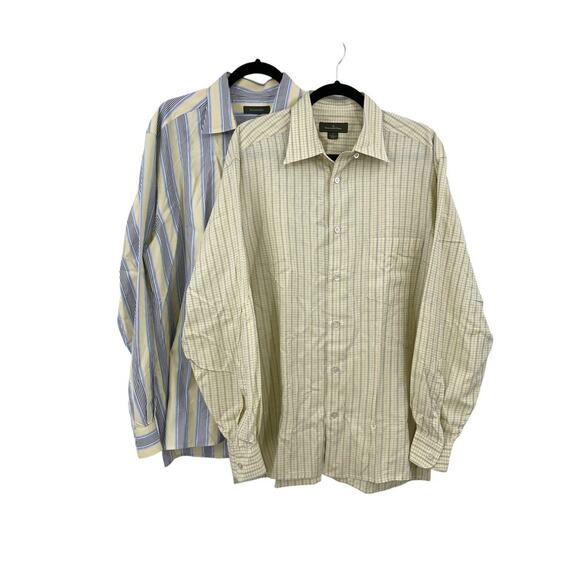Ermenegildo Zegna Shirts Mens Size Large Button Down Long Sleeve Yellow Blue LOT - Picture 1 of 13